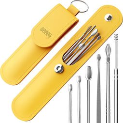 AdroitGoods Oorsmeer Verwijderaar Set - 6 Delig - Oorreiniger - Oren Schoonmaken - Geel