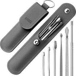 AdroitGoods Oorsmeer Verwijderaar Set - 6 Delig - Oorreiniger - Oren Schoonmaken - Zwart