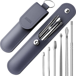 AdroitGoods Oorsmeer Verwijderaar Set - 6 Delig - Oorreiniger - Oren Schoonmaken - Blauw