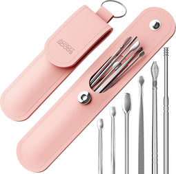 AdroitGoods Oorsmeer Verwijderaar Set - 6 Delig - Oorreiniger - Oren Schoonmaken - Roze