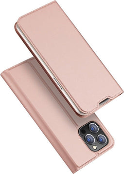 Dux Ducis - Slim bookcase hoes - Geschikt voor iPhone 14 Pro Max - Roze