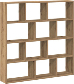 vidaXL - Wandschap - kubus - 12 - vakken - bewerkt - hout - artisanaal - eikenkleurig