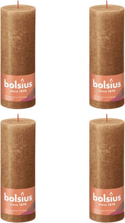 Bolsius - Stompkaarsen Shine - 4 stuk - bruin - 19 x 6,8 cm