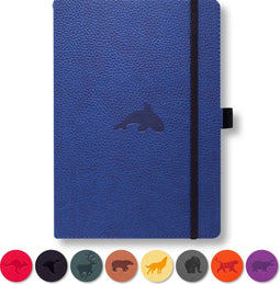 Dingbats* Wildlife A5 Notitieboek - Blue Whale Lijntjes - Bullet Journal met 100 gsm Inktvrij Papier - Schetsboek met Harde Kaft, Binnenvak, Elastische Sluiting en Bladwijzer