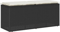 vidaXL - Tuinbank - met - kussen - 110x40x44 - cm - poly - rattan - zwart