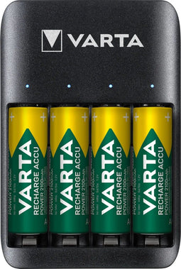 Varta USB Batterijlader QUATRO 57652 - Laadt 2 of 4 AA/AAA Ni-MH batterijen - Inclusief 4x AA 2100 mAh (4 stuks)