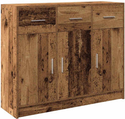vidaXL - Dressoir - 91x28x75 - cm - bewerkt - hout - oud - houtkleurig