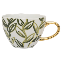 Urban Nature Culture - Good Morning cup - 350ml - handgeschilderd olijfgroen met gouden detail