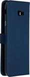 Selencia Hoesje Geschikt voor Samsung Galaxy J4 Plus Hoesje Met Pasjeshouder - Selencia Echt Lederen Bookcase - Blauw