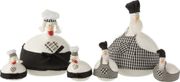J-Line figuur Kip Chef - keramiek - wit/zwart - large - 2 stuks