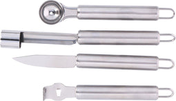 alpina Fruitsnijset - Set van 4 Stuks - Schiller/ Fruitsnijder/ Appelboor/ Meloenboor - RVS