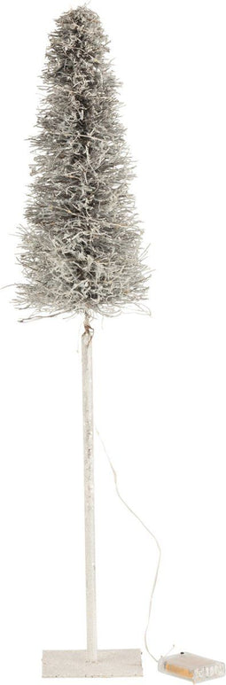 J-Line decoratie kerstboom Takken - riet - wit - medium - LED lichtjes