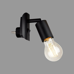 Briloner Batita - Stekkerlamp - wandlamp met schakelaar - E27 max. 25W - metaal - zwart