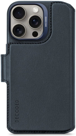 DECODED iPhone 16 Pro - Leren Detachable Wallet Case - 2-in-1 Magnetisch Afneembaar - Premium ECCO Leer - Navy Blauw