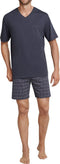 Schiesser Heren Shortama - Korte broek - V-hals - Antraciet - Maat S