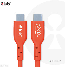 Club 3D - USB2 Type-C Bi-Directional Cable - Data 480Mb PD 240W (48V/5A) EPR M/M 2m Rood