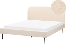 FLAYAT - Tweepersoonsbed - Beige - 160 x 200 cm - Bouclé