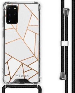 iMoshion Hoesje Geschikt voor Samsung Galaxy S20 Plus Hoesje Met Koord - iMoshion Design Hoesje met Koord - Wit / Meerkleurig / Goud / White Graphic