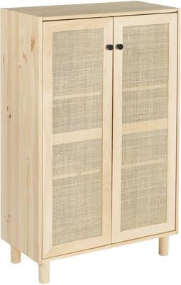 Astigarraga Sense - Wandkast - 2 deuren - Massief grenen - Rotan deuren - H:115,5cm x B:70,8cm x D:33cm