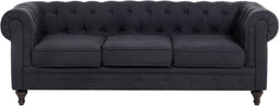 CHESTERFIELD - Driezitsbank - Grafietgrijs - Polyester
