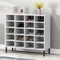 vidaXL - Schoenenrek - met - metalen - poten - OSLO - 95x35x86 - cm - grenenhout - wit