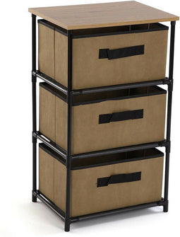 Multifunctionele ladekast Versa Beige Hout Staal Textiel Melamine 30 x 68 x 40 cm