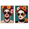 Schilderij Home ESPRIT Turkoois Blommor Coating 52,5 x 3 x 72,5 cm (2 Stuks)