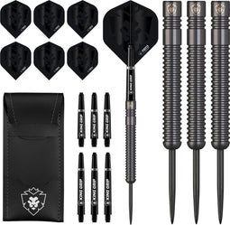 KOTO Sting Black PVD - Steeltip dartpijlen - 90% tungsten 25 gram met grip en dartwallet (3 stuks)