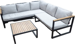 Eurofleur aanbieding - Auckland cornerset zwart/acacia light teak...