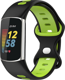 imoshion Siliconen sport bandje - Geschikt voor Fitbit Charge 6, Charge 5 - Zwart - One Size