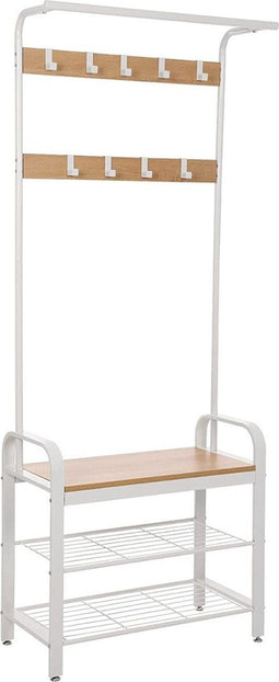 Kapstok met schoenenrek - beige - 72 x 33,7 x 183 cm - zelfmontage