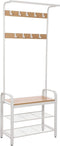 Kapstok met schoenenrek - beige - 72 x 33,7 x 183 cm - zelfmontage