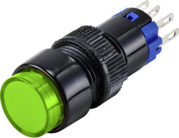 TRU COMPONENTS LAS2Y-11Z/G/12V Druktoets 250 V 3 A 1x uit/aan Continu Groen IP40 1 stuk(s)