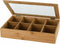 Excellent Houseware theedoos/opbergdoos - 8-vaks - bamboe hout - 32 x 20 x 6,5 cm