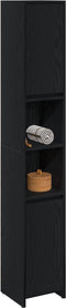 vidaXL - Badkamerkast - Zwart - Eiken - 30x30x183,5 - cm - Bewerkt - hout