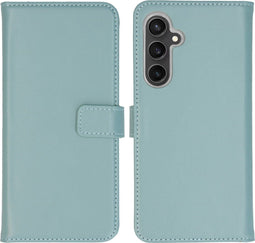 Selencia Samsung Galaxy S23 FE - Echt Lederen Bookcase - 3 Pashouders - Air Blue