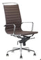 Feel Furniture - Luxe design bureaustoel van 100% rundleer - Hoge rugleuning - Donkerbruin
