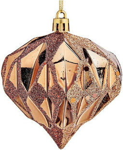 Kerstballen Diamant Ø 8 cm 6 Stuks Bruin Plastic