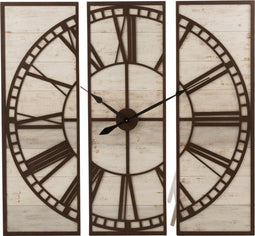 J-Line klok 3Delig - metaal - zilver - Ø 114.5 cm