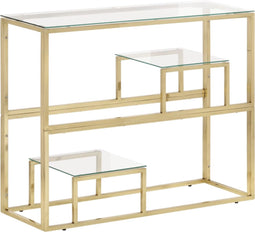 vidaXL - Wandtafel - roestvrijstaal - en - gehard - glas - goudkleurig