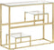 vidaXL - Wandtafel - roestvrijstaal - en - gehard - glas - goudkleurig