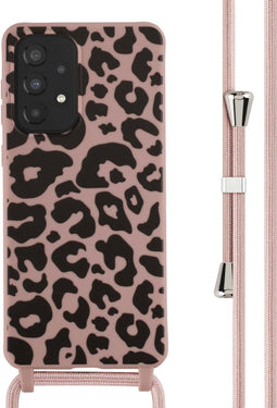 iMoshion Hoesje Geschikt voor Samsung Galaxy A33 Hoesje Met Koord - iMoshion Siliconen design hoesje met koord - Roze / Animal Pink