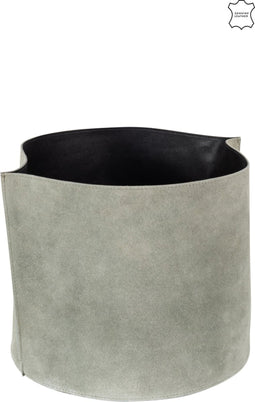 J-Line opbergmand Rond Laag - leder/textiel - groen