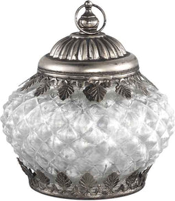 PTMD Jordy Lantaarn Diamant LED - 11,5 x 11,5 x 12,5 cm - Glas - Wit