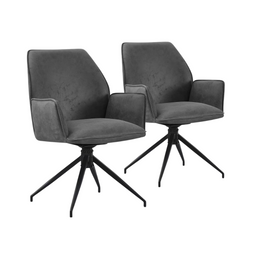 Multifurn Jill Eetkamerstoel - Set van 2 - Draaifunctie 180° - Linnen Antraciet (2 stuks)