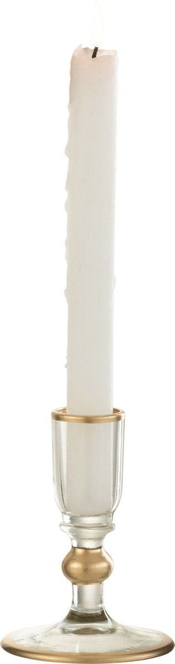 J-Line kaarshouder Details - glas - transparant/goud - 2 stuks