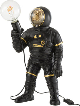 J-Line Astronaut tafellamp - polyester - zwart/goud - woonaccessoires