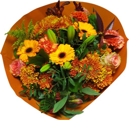 Boeket Biedermeier Large Orange ↨ 45cm - bloemen - boeket - boeketje - bloem - droogbloemen - bloempot - cadeautje