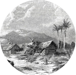 WallArt Behangcirkel - Landscape of Guadeloupe - Ø 190 cm - Cirkel Behang - Rond Behang