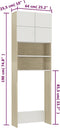 vidaXL - Wasmachinekast - 64x25,5x190 - cm - wit - en - eikenkleurig